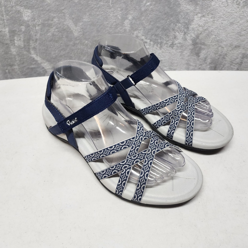 Viakix Sandals Womens Size 8 Navy Blue Gray Acadia Hiking Walking Comfort Shoes
